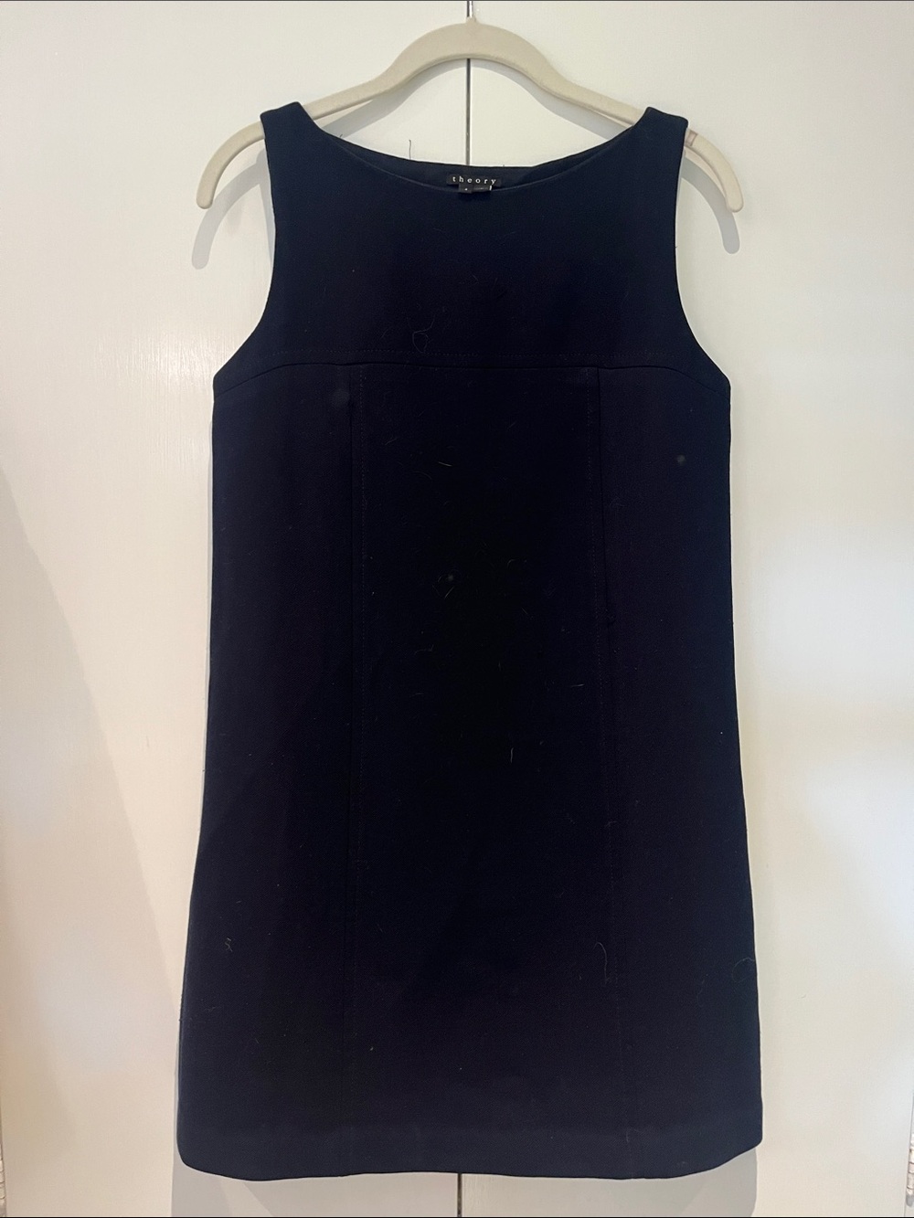 Theory Navy Sleeveless Shift Dress - Minimalist Scoop Neck